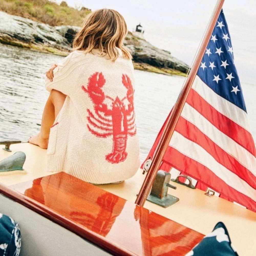 Anthropologie lobster 🦞 knit cardigan. Size L.
